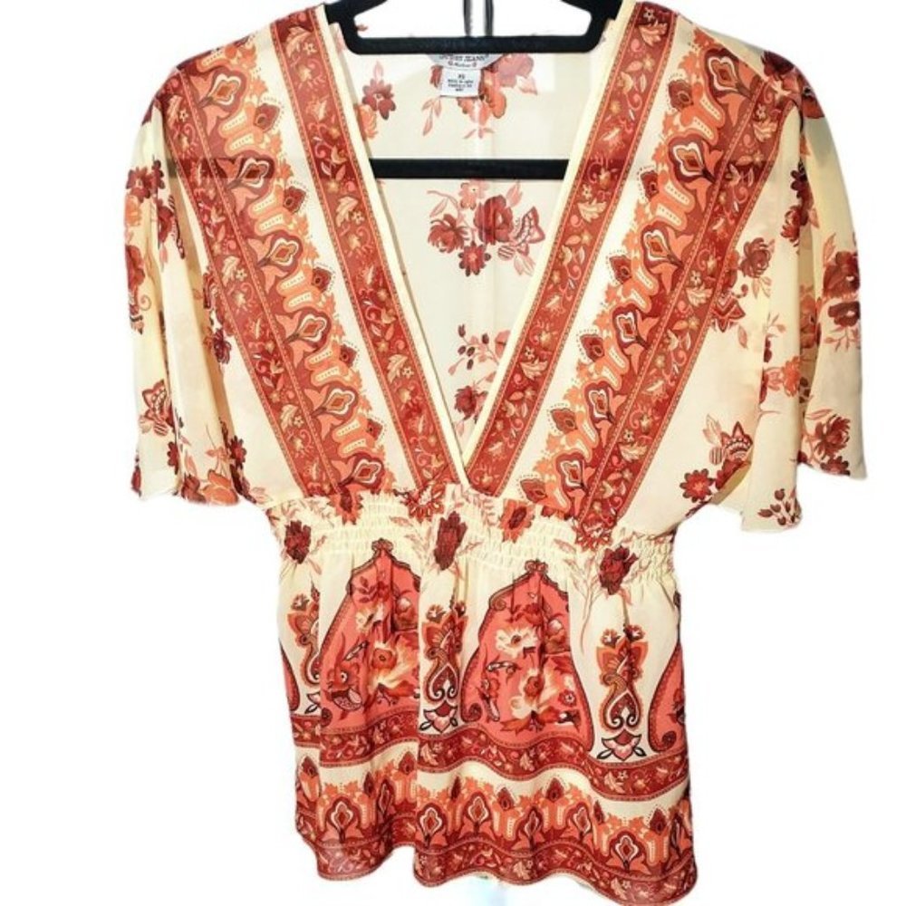GUESS JEANS | Caftan Shirt, Boho Paisley Print